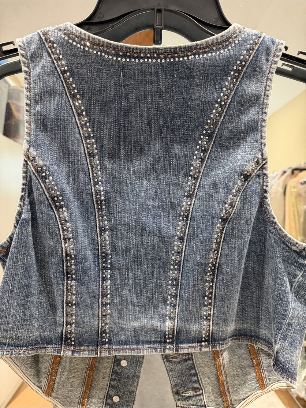 Denim Vest in Light Blue with Stud Detailing - Picture 4 of 4